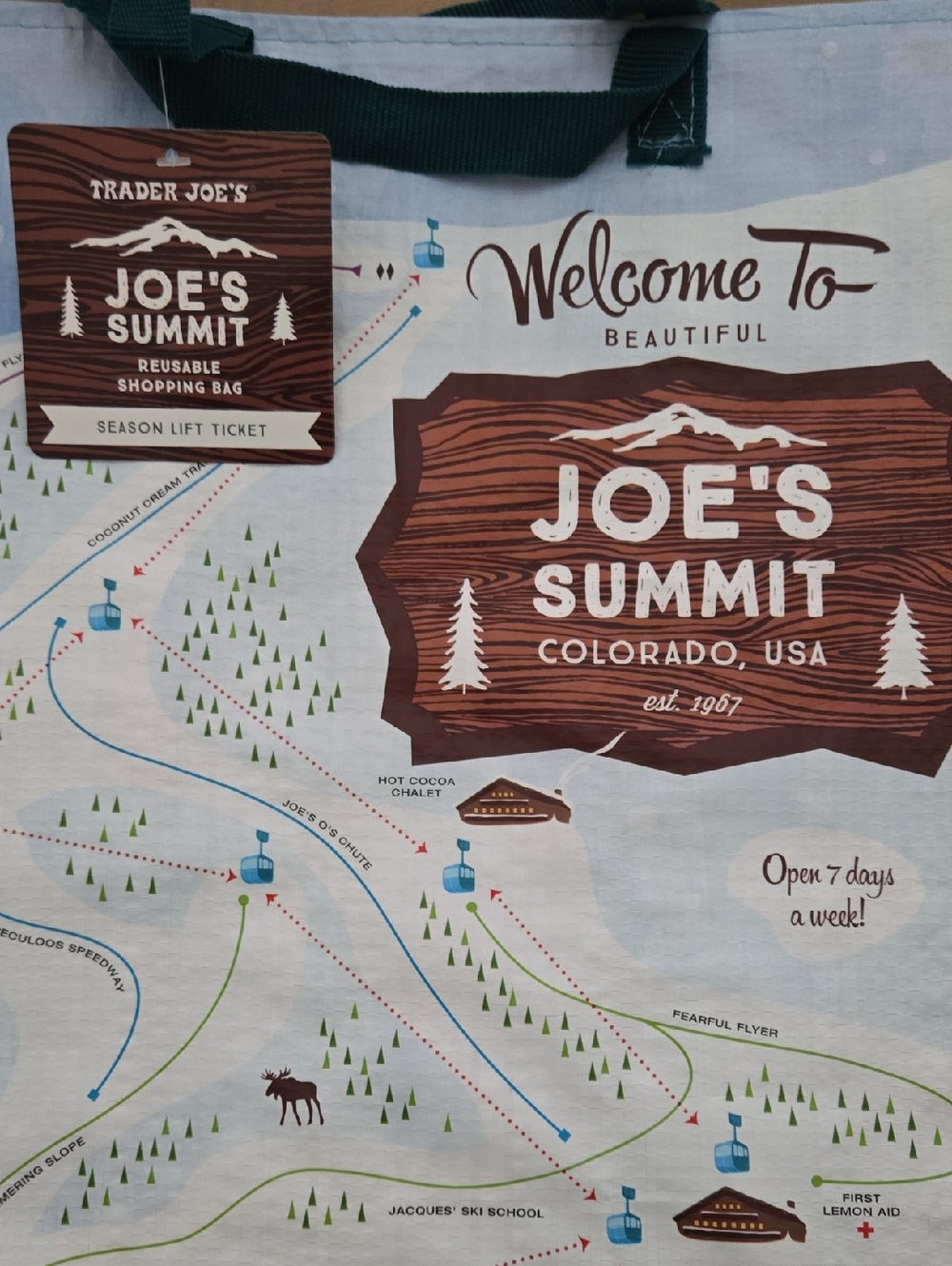 New W/ Tag Trader Joe's Joe's Summit Colorado Joe's Campground Reusable Tote Bag - Picture 3 of 3